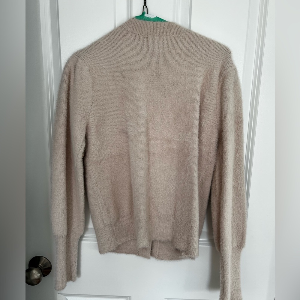 Joie Tan / Beige Women's Fuzzy Cardigan w/ Gold Detailed Buttons. Size Medium - Picture 2 of 5
